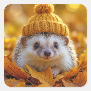 Egels in de herfst bladeren vierkante sticker