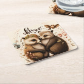 Egels in liefde vierkante kartonnen onderzetter (Schuin)