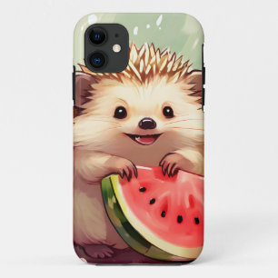 Egels met een stukje watermeloen iPhone 11 hoesje