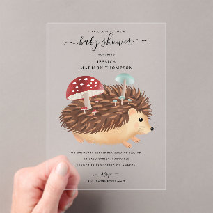 Egeltje Paddenstoel Bos Grappige Baby Shower Acryl Uitnodigingen