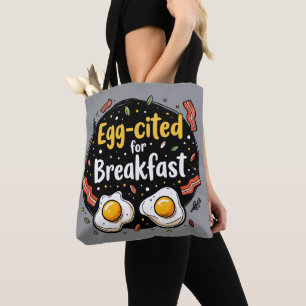 Egg-aangehaald voor Ontbijt Funny Foodie Pun Desig Draagtas