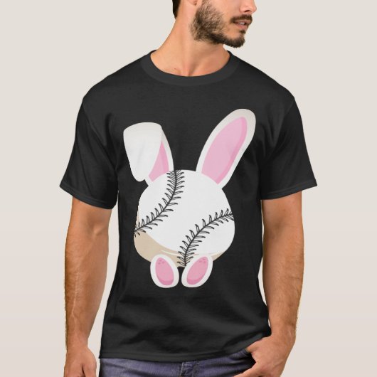 Egg Baseball Rabbit Bunny Ears Funny Easter Day Pl T-shirt (Voorkant)