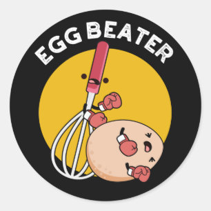 Egg Beater Funny Boxing Pun Dark BG Ronde Sticker