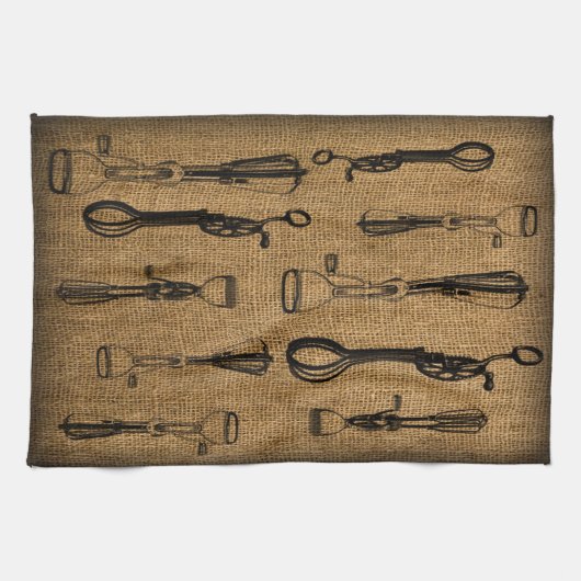 Egg Beaters Burlap Kitchen Towel Theedoek (Horizontaal)
