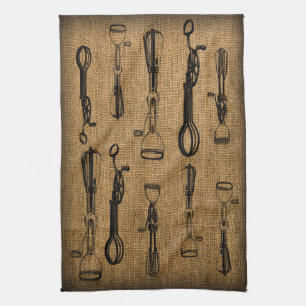 Egg Beaters Burlap Kitchen Towel Theedoek