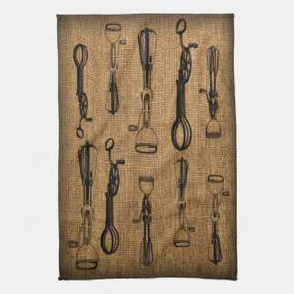 Egg Beaters Burlap Kitchen Towel Theedoek