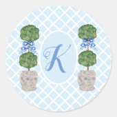 Egg Blue Chinoiserie Ginger Jar Topiary Ronde Sticker (Voorkant)