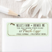 Egg Carton Adresse de retour Étiquette avec poule (En situation)