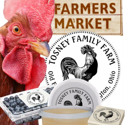 Egg Carton Stamp Rooster Boerderij Naam Rubberstempel