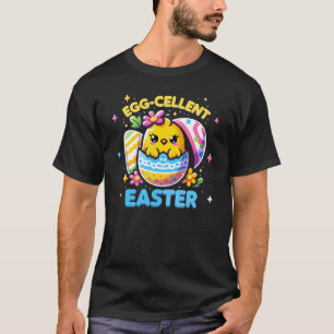Egg-cellent Easter – Schattige Kawaii Kuiken in Ei T-shirt