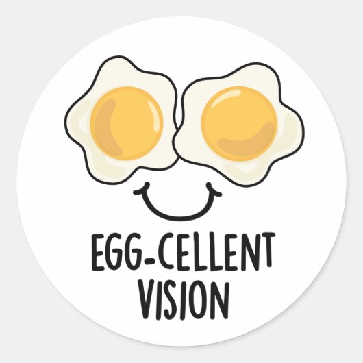 Egg cellent Vision Funny Egg Pun Ronde Sticker (Voorkant)