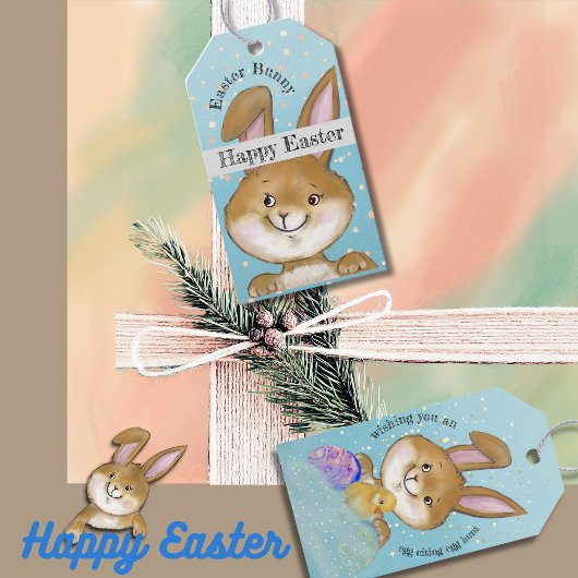 Egg-citeren Egg Hunt Kinder blauw Cadeaulabel