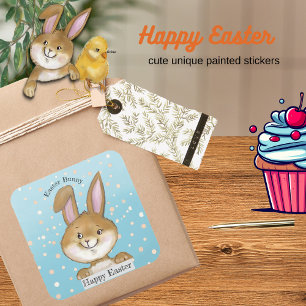 Egg-citeren Egg Hunt Kinder blauw Vierkante Sticker