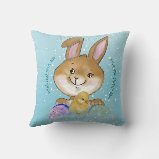 Egg-citeren Egg Hunt Kinder Blauwe Sierkussen (Achterkant)