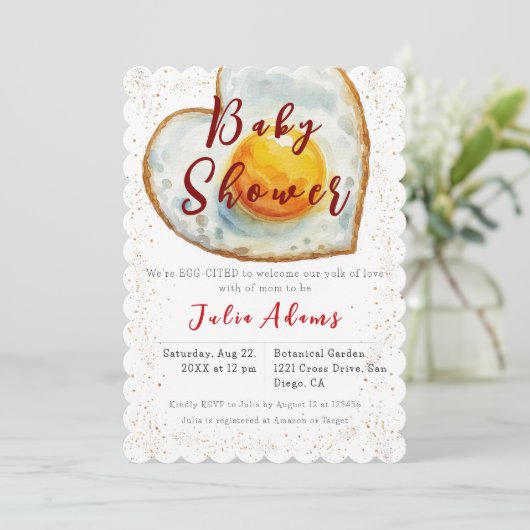 Egg-Citing Breakfast Yolk of Love Baby shower Kaart (Staand voorkant)