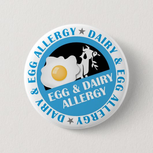 Egg & Dairy Allergy Badge Ronde Button 5,7 Cm (Voorkant)