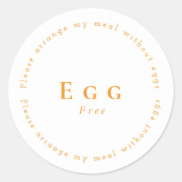 Egg-Free Request Sticker, White - Orange Ronde Sticker
