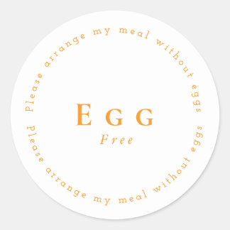 Egg-Free Request Sticker, White - Orange Ronde Sticker