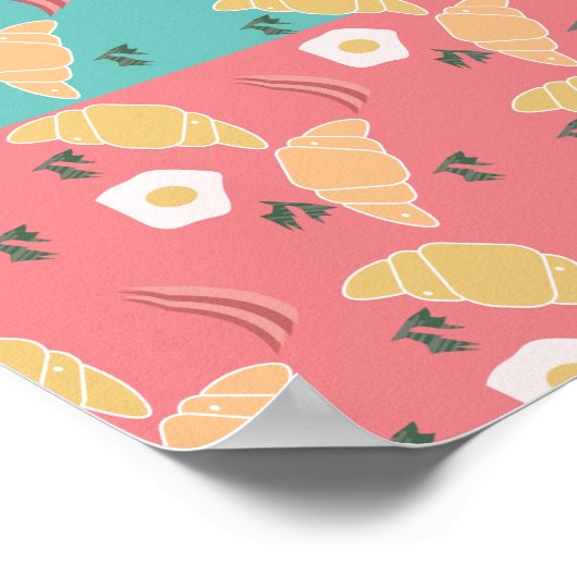 Egg Fried Breakfast Croissant Pop Art Poster (Hoek)