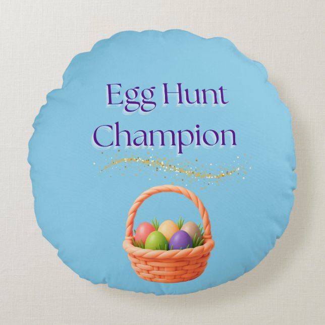 Egg Hunt Champion Rond Kussen (Voorkant)