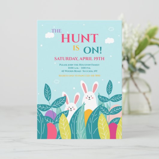 Egg Hunt Pasen Kaart (Staand voorkant)