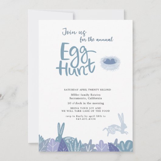 Egg Hunt Pasteluitnodiging Kaart (Voorkant)