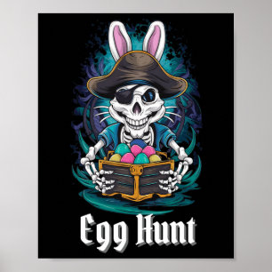 Egg Hunt Skeleton Bunny Pirate Rabbit Boys Pasen Poster