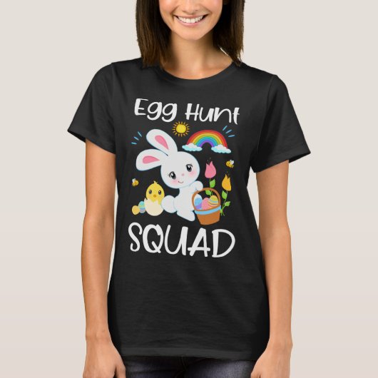Egg Hunt Squad Cute Quote Easter Bunny Baby Chick T-shirt (Voorkant)