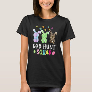 Egg Hunt Squad Leopard Easter Bunny Rabbit Womens T-shirt