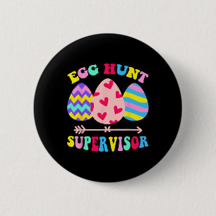 Egg Hunt Supervisor Retro Egg Hunting Party Mom Da Ronde Button 5,7 Cm