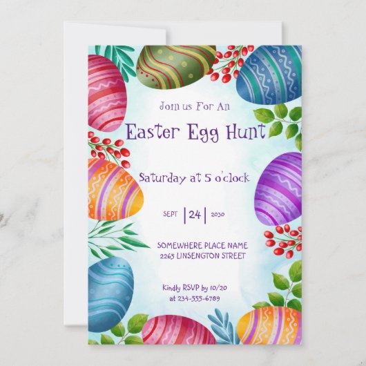 Egg Hunt Uitnodiging – Leuk & Feestelijk Pasen (Voorkant)