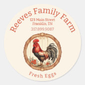 Egg Label Rooster Rond Label Sticker (Voorkant)