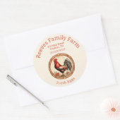 Egg Label Rooster Rond Label Sticker (Envelop)
