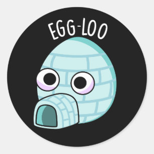 Egg-loo Funny Egg Pun Dark BG Ronde Sticker
