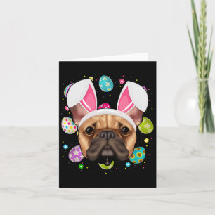 Egg Lover Bunny Ear Franse Bulldog Gezicht Paaszon Kaart