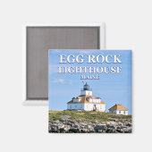 Egg Rock Lighthouse Bar Harbour Maine Square Magne Magneet (Voorkant / Achterkant)