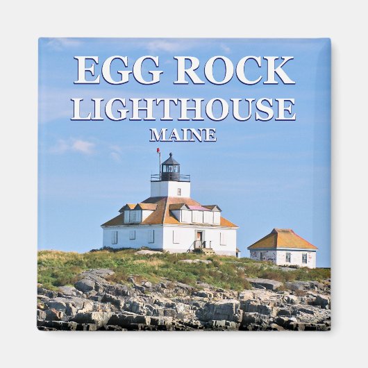 Egg Rock Lighthouse Bar Harbour Maine Square Magne Magneet (Voorkant)
