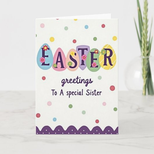 Egg Shaped Easter Sister Card Kaart (Voorkant)