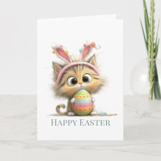 Egg-stra Cute Easter Cat Greeting Card Kaart (Voorkant)