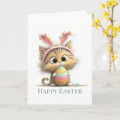 Egg-stra Cute Easter Cat Greeting Card Kaart (Gele Bloem)