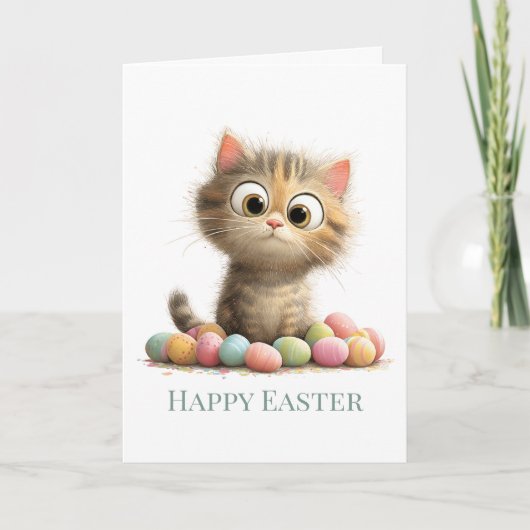 Egg-stra Silly Easter Cat Greeting Card Kaart (Voorkant)