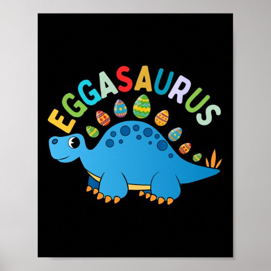 Eggasaurus Easter Egg Hunt Dinosaur Stegosaurus na Poster (Voorkant)