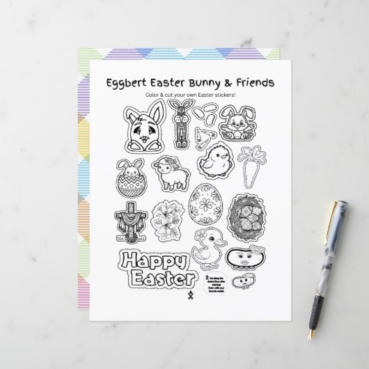 Eggbert Easter bunny and friends! Paper Sheet (Voorkant / Achterkant in situ)