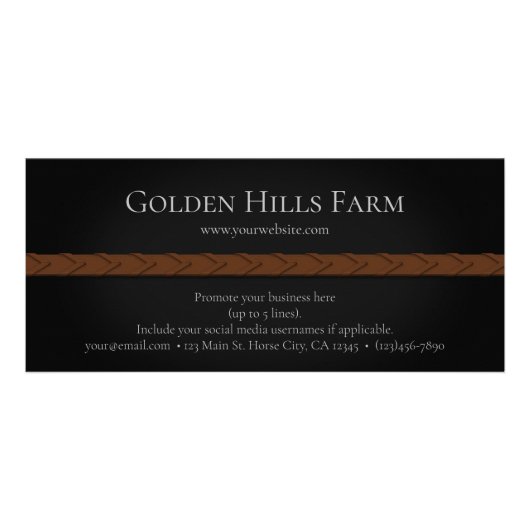 Eggbit Snaffle Bit & Laced Reins Horse Business Reclamekaart (Achterkant)