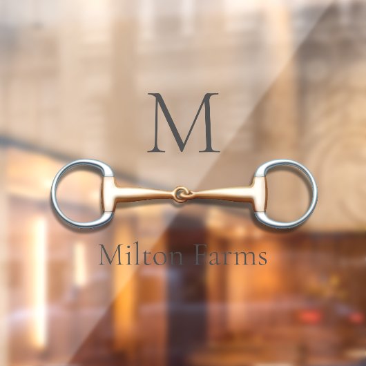 Eggbit Snaffle Bit Monogrammed Equestrian Window Raamsticker (Vel 2)