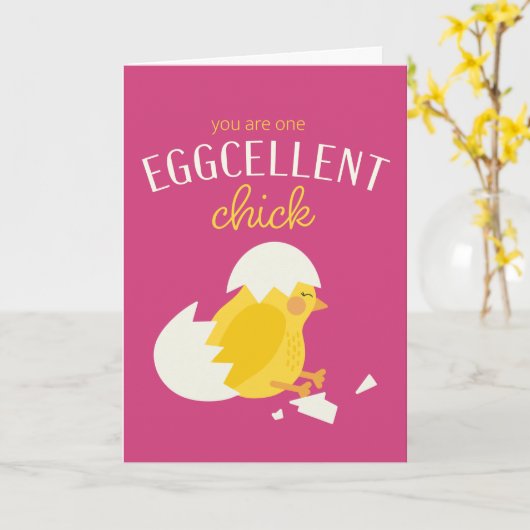 Eggcellent Chick - Carte Saint-Valentin (Fleur jaune)