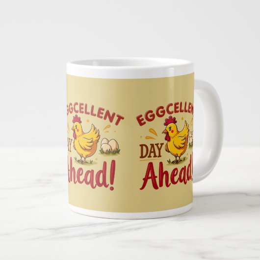 Eggcellent Day Ahead Funny Chicken Boerderij Extra Grote Beker (Voorkant rechts)