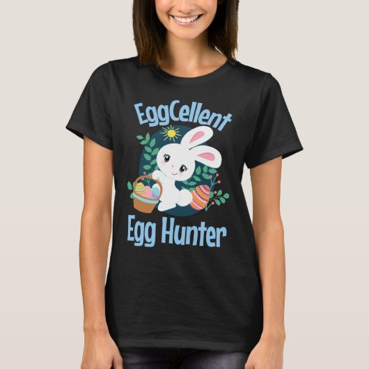 Eggcellent Egg Hunter Cute Easter Bunny Quote Sayi T-shirt (Voorkant)