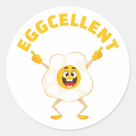 Eggcellent Schattige Funny Smiling Egg Ronde Sticker (Voorkant)
