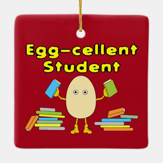 Eggcellent-student Keramisch Ornament (Achterkant)